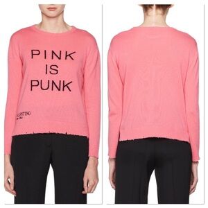 Valentino PINK IS PUNK pink and black graphic lightweight wool cashmere sweater